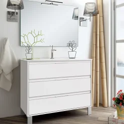 Cosyneo Ensemble meuble de salle de bain 80cm simple vasque + colonne de rangement TIRIS - blanc