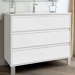Cosyneo Ensemble meuble de salle de bain 80cm simple vasque + colonne de rangement TIRIS - blanc