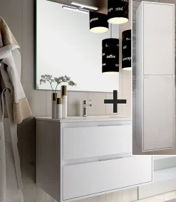 Cosyneo Ensemble meuble de salle de bain 80cm simple vasque + colonne de rangement IRIS - blanc