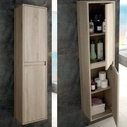 Cosyneo Ensemble meuble de salle de bain 120cm vasque déportée + colonne de rangement OLYMPE - cambrian (chêne)* Ensemble Meuble De Salle De Bains
