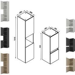 AICA Sanitaire Ensemble meuble de salle de bain 80cm, simple vasque + colonne + LED miroir rectangulaire,blanc