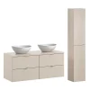 Petits-Meubles Ensemble meuble double vasque 120cm et colonne Azel Cachemire