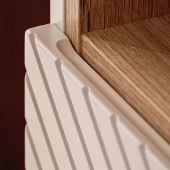 Petits-Meubles Ensemble meuble double vasque 160cm 4 tiroirs panier à linge et colonne Manoa Cachemire et Bois* Ensemble Meuble De Salle De Bains
