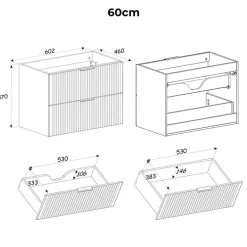 Petits-Meubles Ensemble meuble double vasque encastree 120cm et colonne Gaia Bois