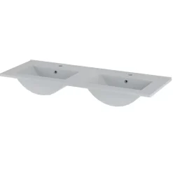 Petits-Meubles Ensemble meuble double vasque encastree 120cm et colonne Tao Bois