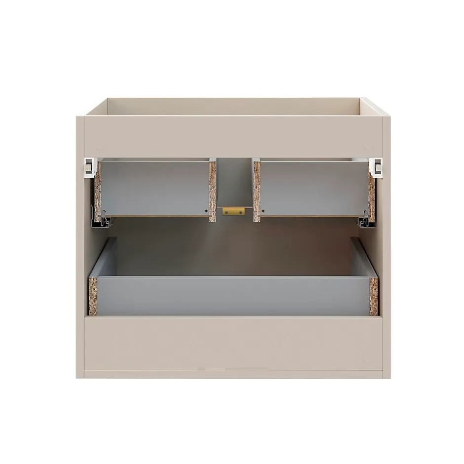 Petits-Meubles Ensemble meuble double vasque encastree 120cm et colonne Azel Cachemire