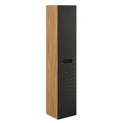 Petits-Meubles Ensemble meuble double vasque 120cm 4 tiroirs et colonne Elora Noir et bois Cloud