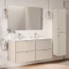 Petits-Meubles Ensemble meuble double vasque encastree 120cm et colonne Alba Cachemire