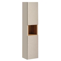 Petits-Meubles Ensemble meuble double vasque 160cm 4 tiroirs colonne et 3 armoires murales Manoa Cachemire et Bois