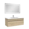 AICA Sanitaire Ensemble meuble et vasque et miroir lumineux 100cm meuble salle de bain Chêne Wotan