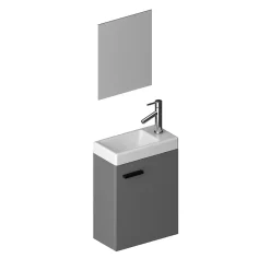 Aurlane Ensemble Meuble Lave Mains Gris 41x50x22cm + Miroir - SMALLY GREY
