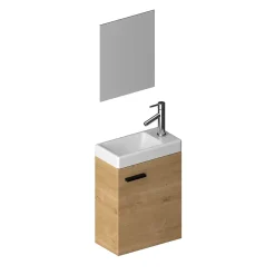 Aurlane Ensemble Meuble Lave Mains décor Bois 41x50x22cm + Miroir - SMALLY WOOD* Lavabo