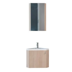 Mob-In Ensemble meuble lave-mains d'angle décor chêne KODA + armoire miroir* Lave-Mains
