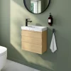 Homesight Ensemble meuble lave-mains Etty effet chêne l.44 cm + plan vasque lave-mains terrazzo