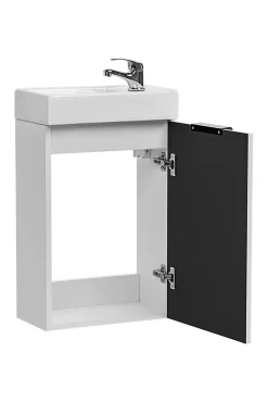 Furnidea Ensemble meuble lave-mains suspendu ADEL blanc avec le lavabo FIKA 40 cm* Lave-Mains
