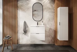 Furnidea Ensemble meuble lave-mains suspendu ADEL blanc avec le lavabo FIKA 40 cm* Lave-Mains