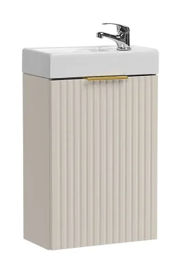 Furnidea Ensemble meuble lave-mains suspendu ADEL cachemire avec le lavabo FIKA 40 cm