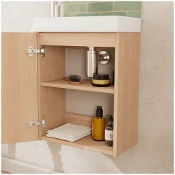 Mob-In Ensemble meuble lave-mains décor chêne FRAME + robinet* Lave-Mains