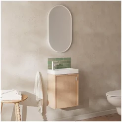 Mob-In Ensemble meuble lave-mains décor chêne FRAME + robinet* Lave-Mains
