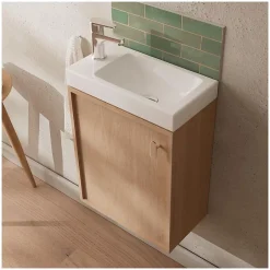 Mob-In Ensemble meuble lave-mains décor chêne FRAME + robinet* Lave-Mains
