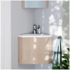 Mob-In Ensemble meuble lave-mains d'angle décor chêne KODA + robinet* Lave-Mains