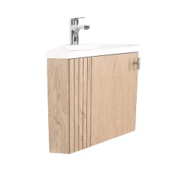 Mob-In Ensemble meuble lave-mains d'angle décor chêne KODA + robinet* Lave-Mains