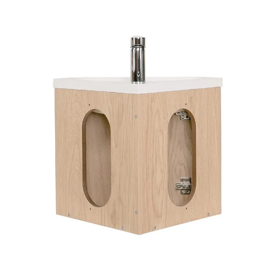 Mob-In Ensemble meuble lave-mains d'angle décor chêne KODA + robinet* Lave-Mains
