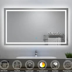 AICA Sanitaire Ensemble meuble salle de Bain 80cm avec colonne et miroir 3 couleurs Chêne Wotan* Ensemble Meuble De Salle De Bains