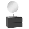 AICA Sanitaire Ensemble meuble Salle de Bain Anthracite 80cm simple vasque + miroir lumineux rond* Ensemble Meuble De Salle De Bains