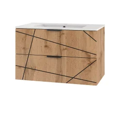 Petits-Meubles Ensemble meuble simple vasque encastree 80cm et colonne Teren Bois* Ensemble Meuble De Salle De Bains