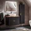 Petits-Meubles Ensemble meuble simple vasque 80cm et colonne Adriel Noir et Bois