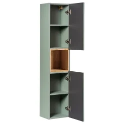 Petits-Meubles Ensemble meuble simple vasque encastree 50cm 2 tiroirs et colonne Jade Vert et Bois* Ensemble Meuble De Salle De Bains