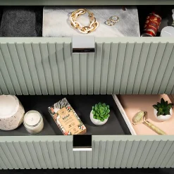 Petits-Meubles Ensemble meuble simple vasque encastree 50cm 2 tiroirs et colonne Jade Vert et Bois* Ensemble Meuble De Salle De Bains