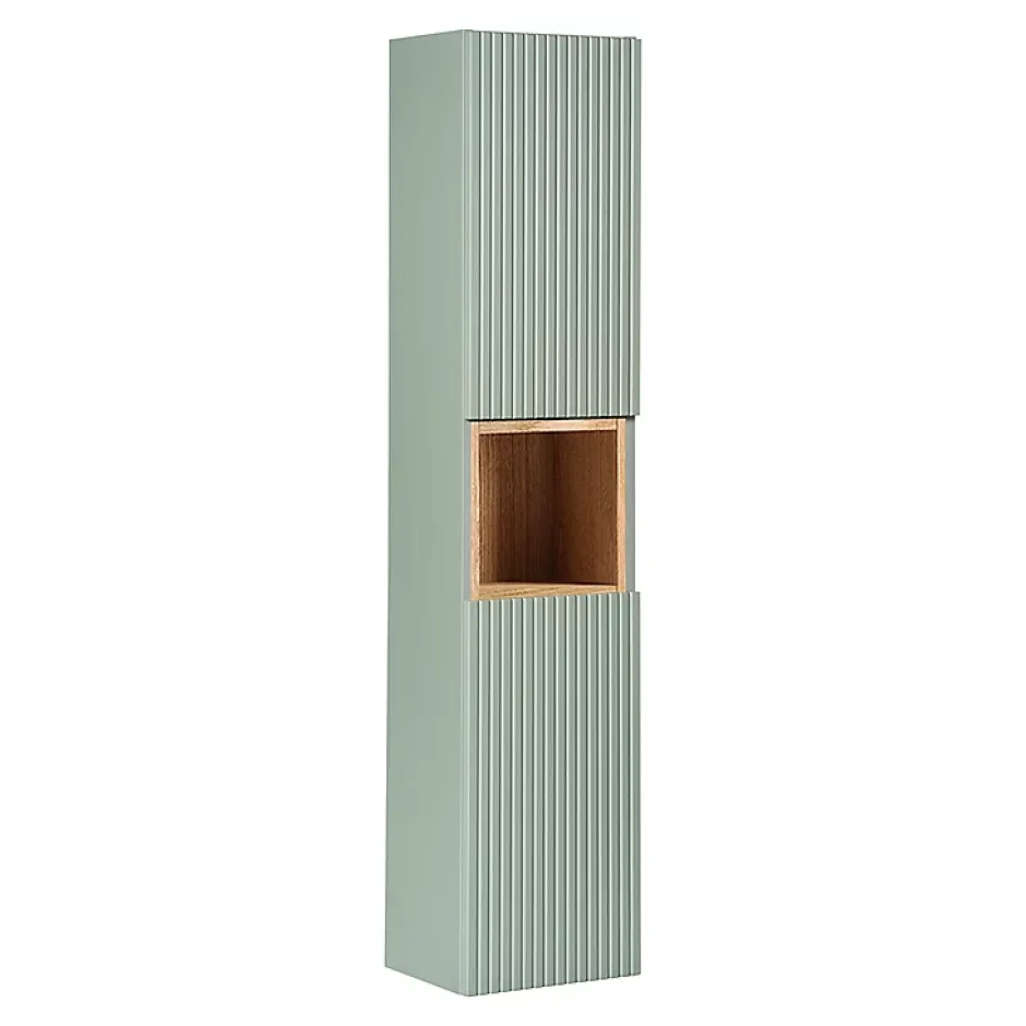 Petits-Meubles Ensemble meuble simple vasque 80cm 2 tiroirs et colonne Jade Vert et Bois