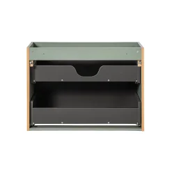 Petits-Meubles Ensemble meuble simple vasque 80cm 2 tiroirs et colonne Jade Vert et Bois