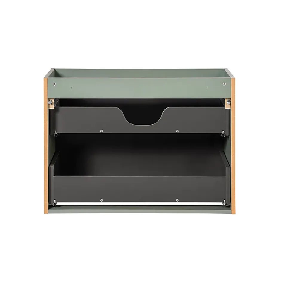 Petits-Meubles Ensemble meuble simple vasque 80cm 2 tiroirs et colonne Jade Vert et Bois