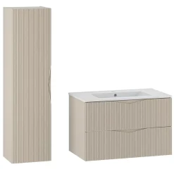 Petits-Meubles Ensemble meuble simple vasque encastree 80cm et colonne Tao Cachemire