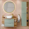 Petits-Meubles Ensemble meuble simple vasque 100cm niches arrondies et colonne Oria Vert mat