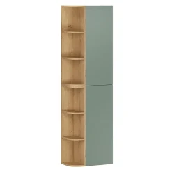 Petits-Meubles Ensemble meuble simple vasque 100cm niches arrondies et colonne Oria Vert mat