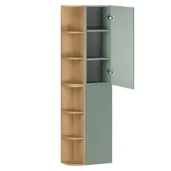 Petits-Meubles Ensemble meuble simple vasque 100cm niches arrondies et colonne Oria Vert mat