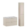 Petits-Meubles Ensemble meuble simple vasque encastree 80cm et colonne Azel Cachemire