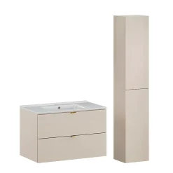 Petits-Meubles Ensemble meuble simple vasque encastree 80cm et colonne Azel Cachemire