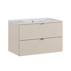 Petits-Meubles Ensemble meuble simple vasque encastree 80cm et colonne Azel Cachemire
