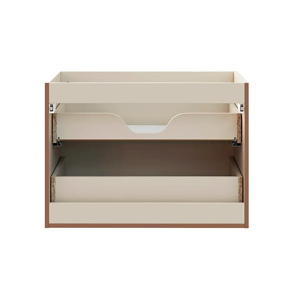 Petits-Meubles Ensemble meuble simple vasque encastree 80cm et colonne Sanae Beige sable