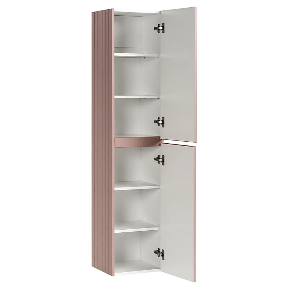Petits-Meubles Ensemble meuble simple vasque encastree 80cm et colonne Zelie Rose