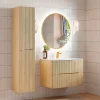 Petits-Meubles Ensemble meuble simple vasque encastree 80cm et colonne Isaline Bois* Ensemble Meuble De Salle De Bains