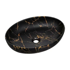 Petits-Meubles Ensemble meuble simple vasque 100cm miroir LED et colonne Gaia Bois et Noir - Vasque Noir