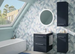 Geberit Ensemble meuble sous vasque l.55 cm bleu + vasque céramique Selva* Meuble Vasque