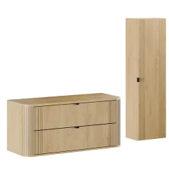 Petits-Meubles Ensemble meuble sous vasque 120cm et colonne Mila Bois