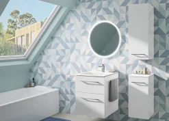 Geberit Ensemble meuble sous vasque l.55 cm blanc + vasque céramique Selva* Meuble Vasque